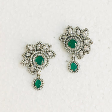 Emerald Drop Floral Earrings
